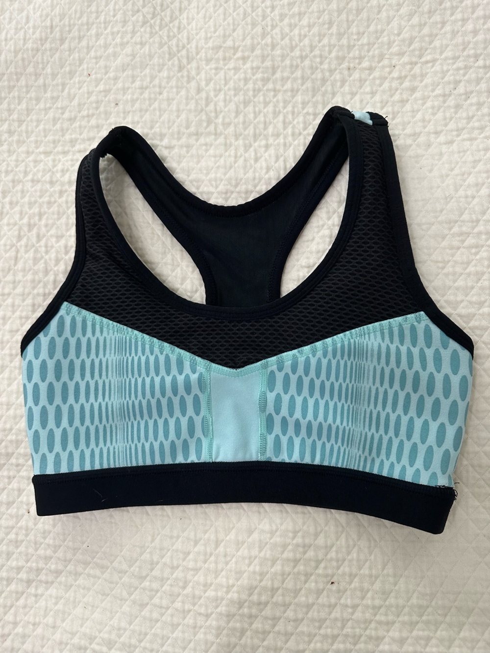 Women’s Light Blue and Black Sports Bra - Breathable Support
